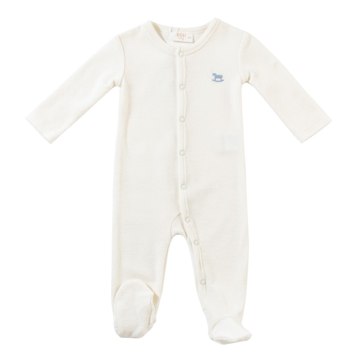 KIPP WHITE/BLUE ROCKING HORSE TERRY FOOTIE + BEANIE SET