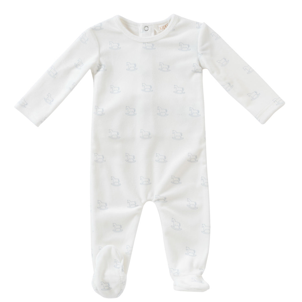 KIPP WHITE/BLUE ROCKING HORSE PRINT FOOTIE