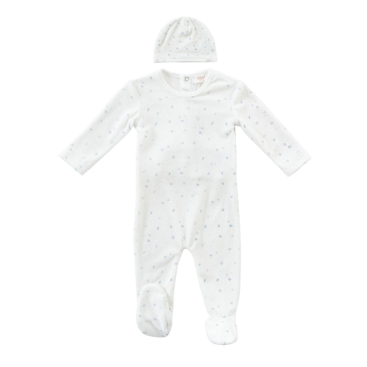 KIPP WHITE/BLUE FLORAL FOOTIE SET