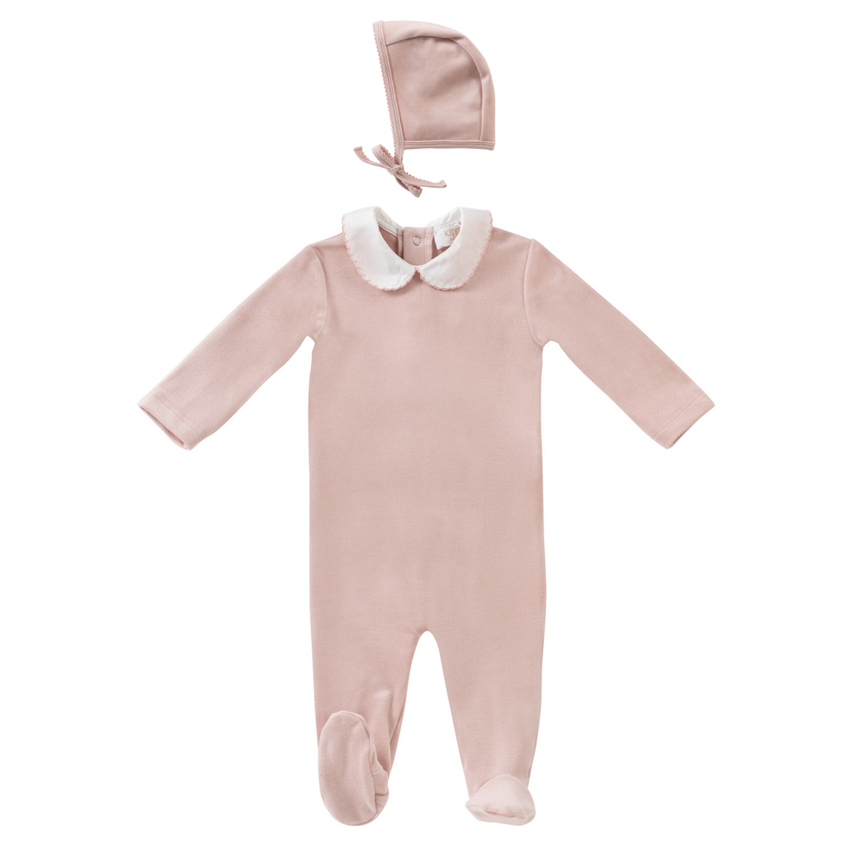 KIPP PINK SCALLOP EMBROIDERED COLLAR FOOTIE SET