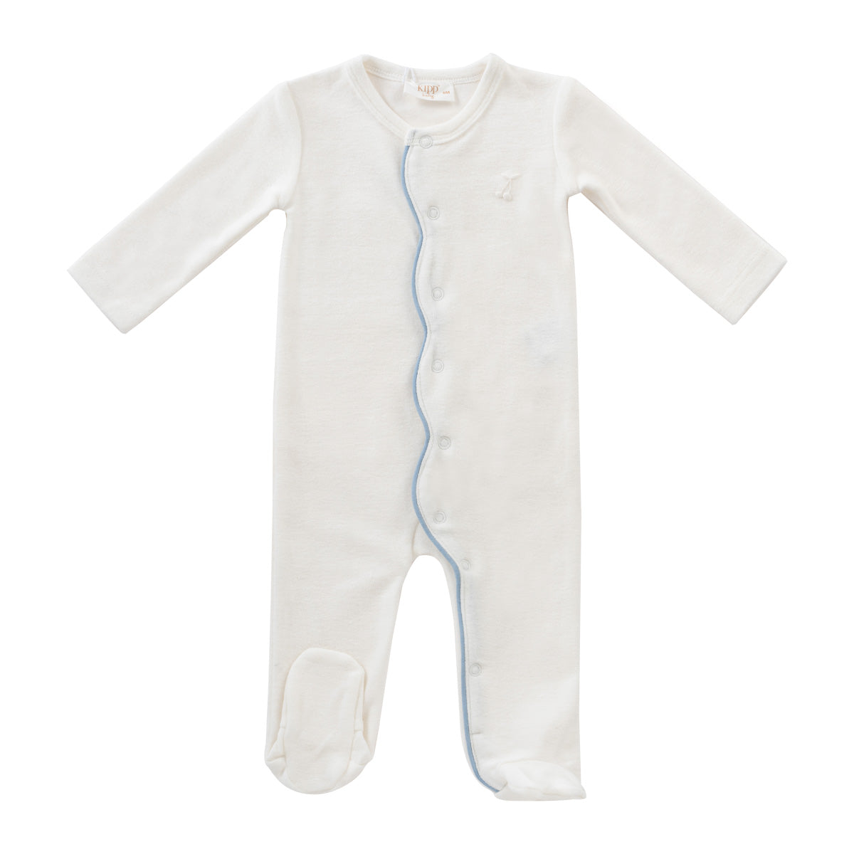 KIPP WHITE/BLUE SCALLOP TRIM FOOTIE