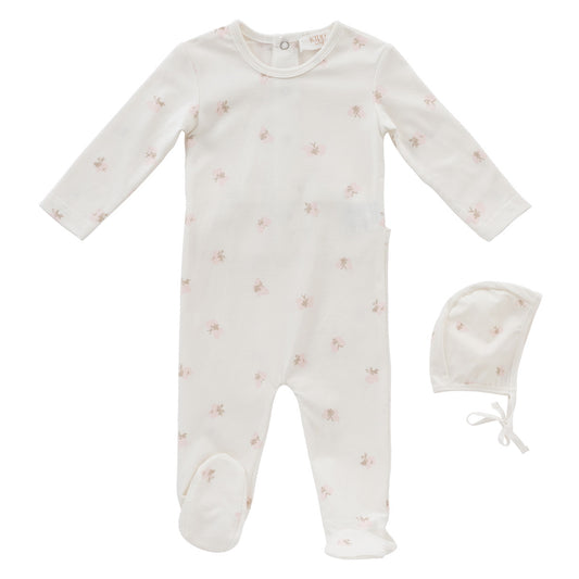 KIPP PINK BUTTERFLY FOOTIE SET