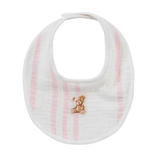 KIPP PINK STRIPE TEDDY PATCH BIB