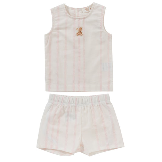 KIPP PINK STRIPE TEDDY PATCH SET