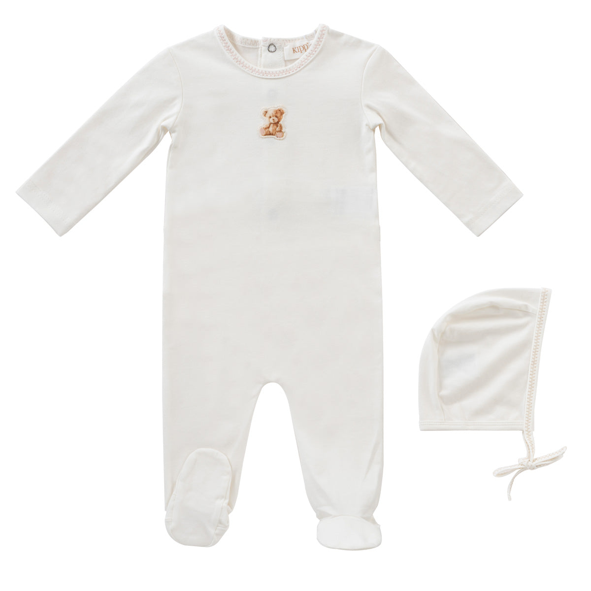 KIPP PINK TEDDY PATCH FOOTIE SET