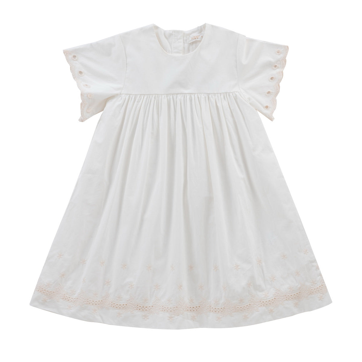 KIPP WHITE/PALE PINK CIRCLE TRIM DRESS