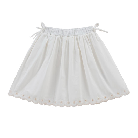 KIPP WHITE/PALE PINK CIRCLE TRIM SKIRT