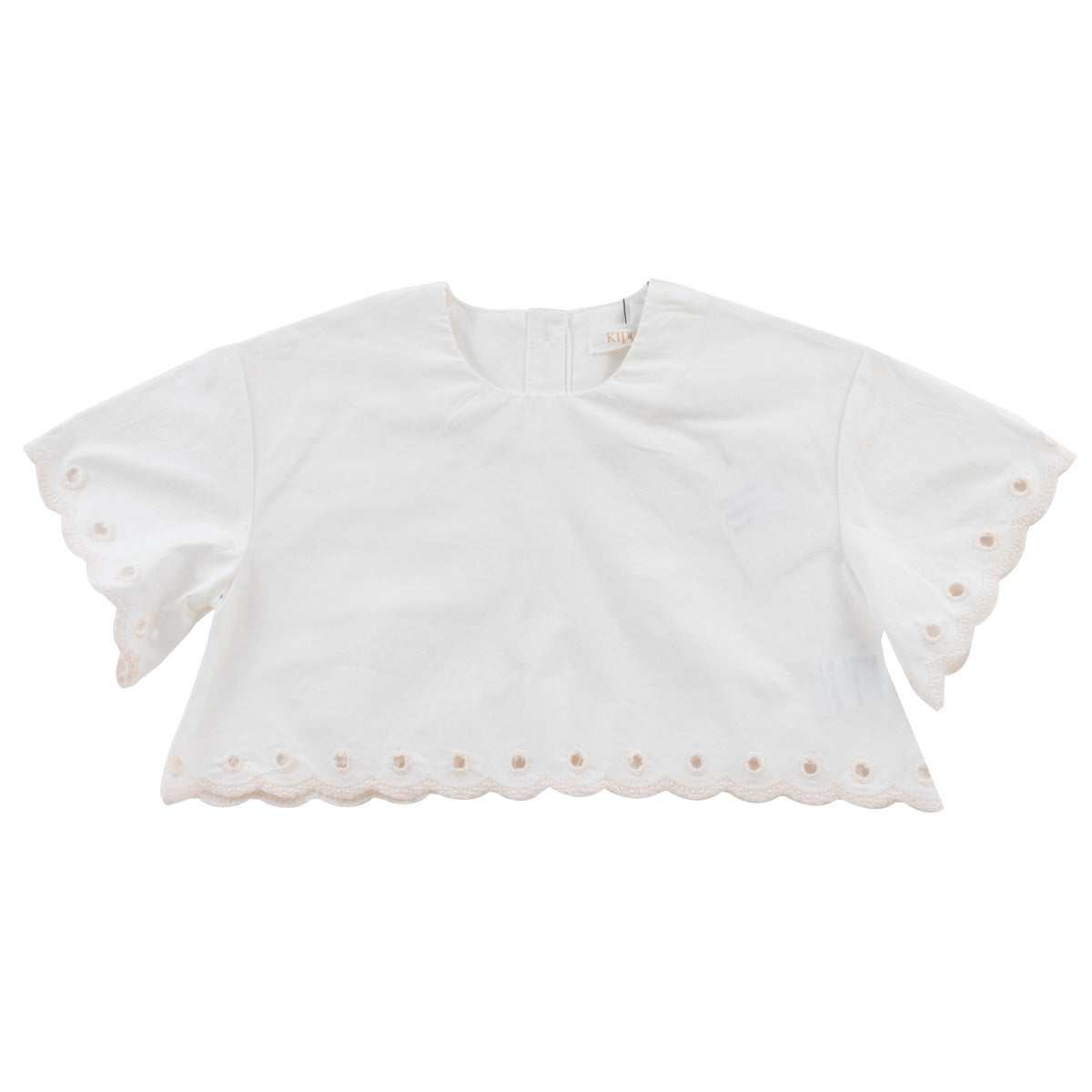 KIPP WHITE/PALE PINK CIRCLE TRIM TOP