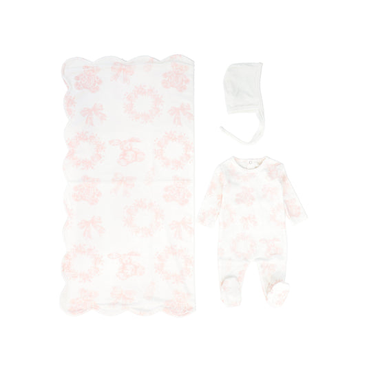 KIPP PINK TOILE PRINT FOOTIE SET