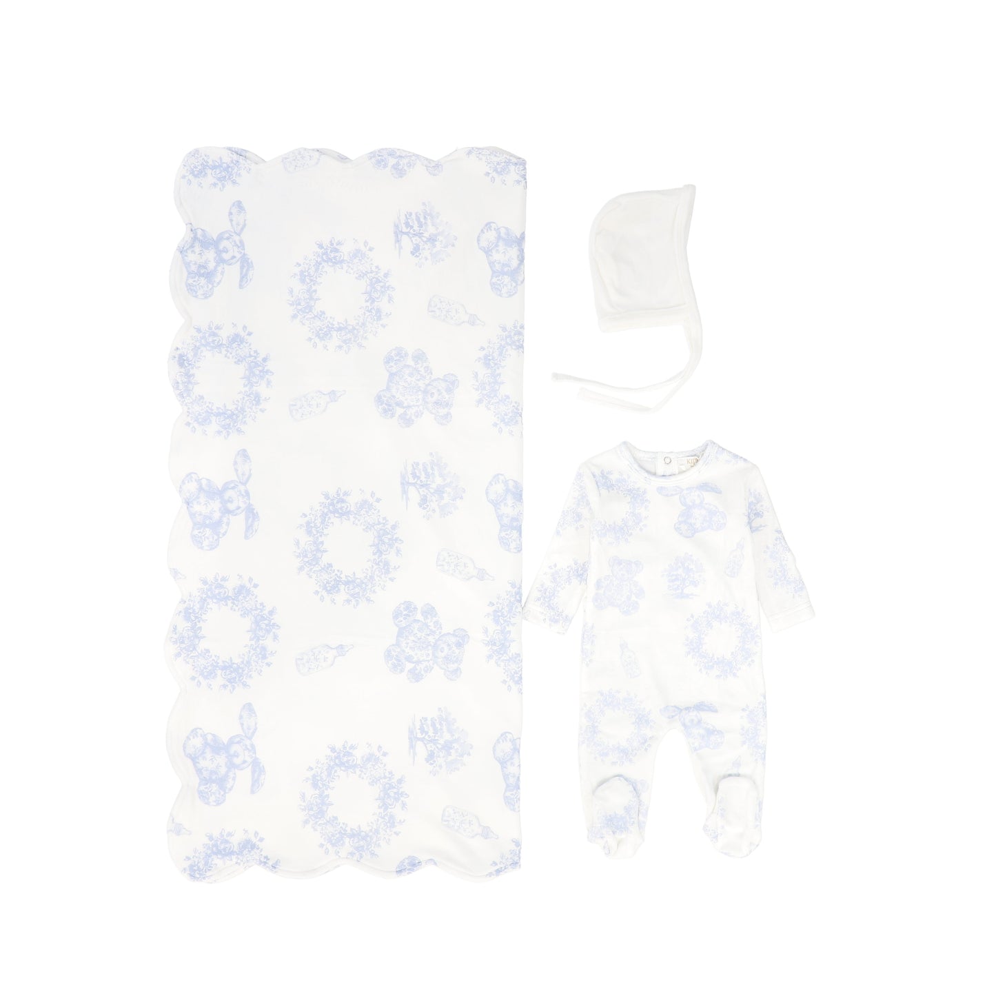 KIPP BLUE TOILE PRINT FOOTIE SET