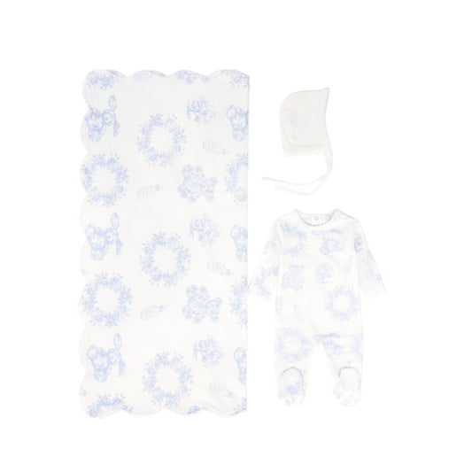 KIPP BLUE TOILE PRINT FOOTIE SET