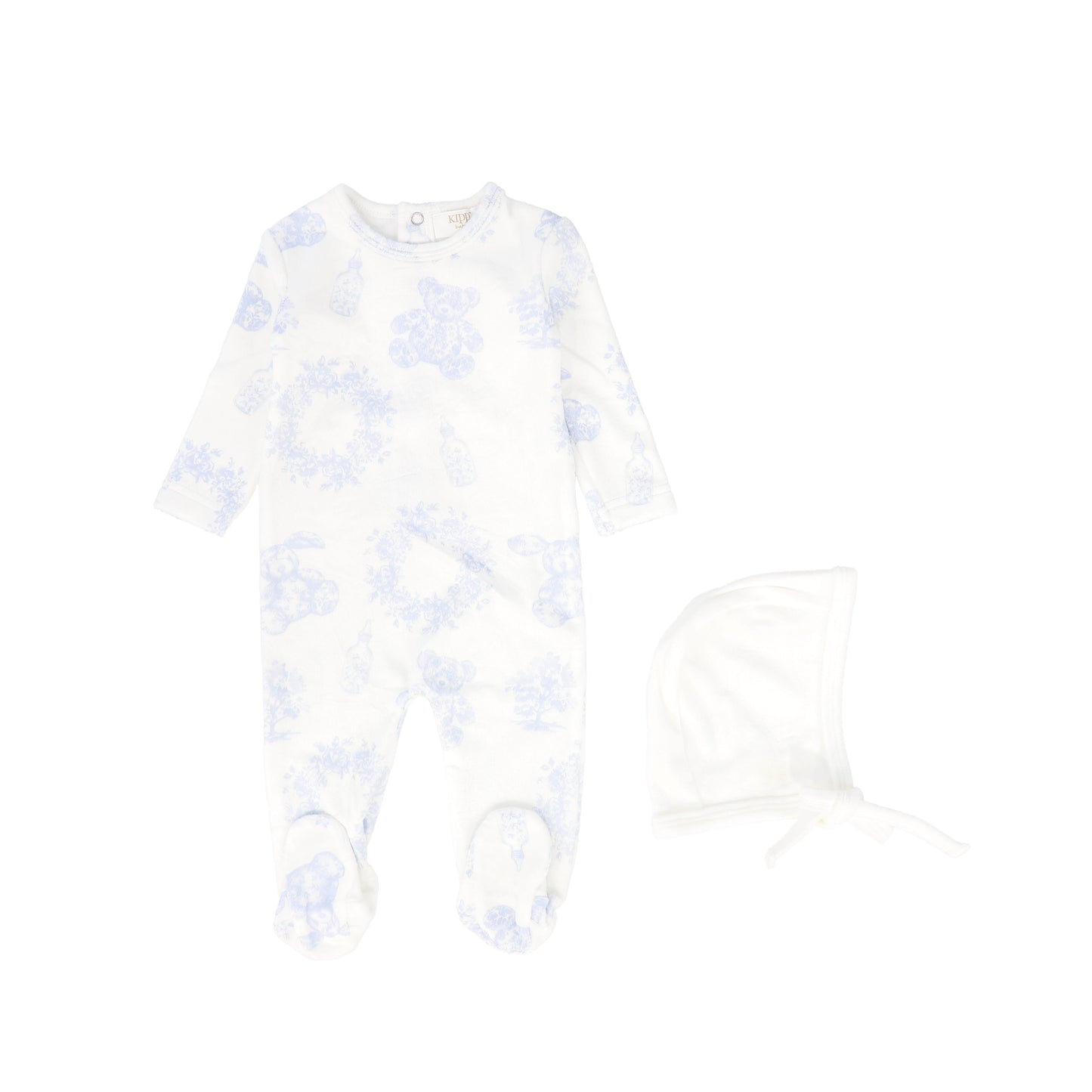 KIPP PINK TOILE PRINT FOOTIE + BONNET