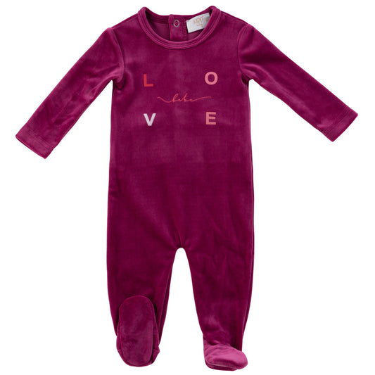 KIPP DEEP MAROON VELOUR WORDED FOOTIE