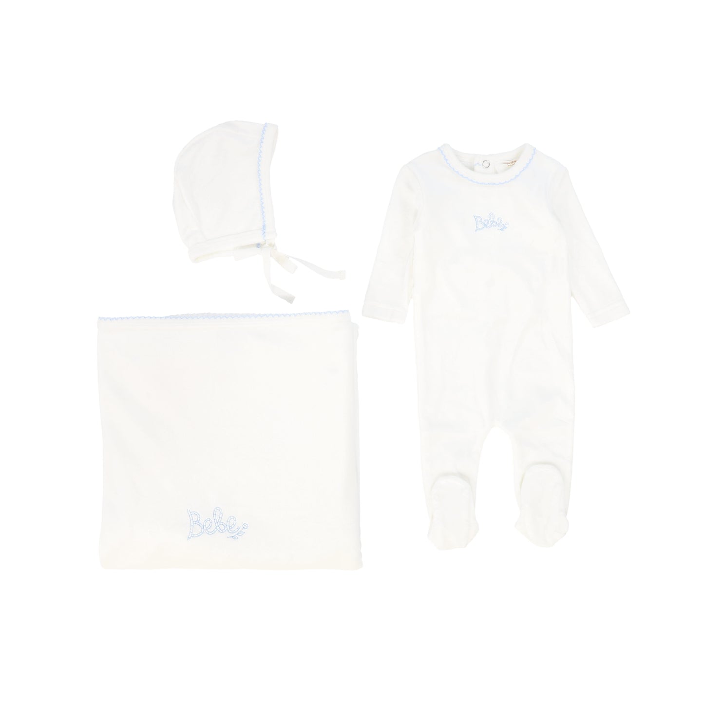 KIPP WHITE/BLUE BEBE FOOTIE SET