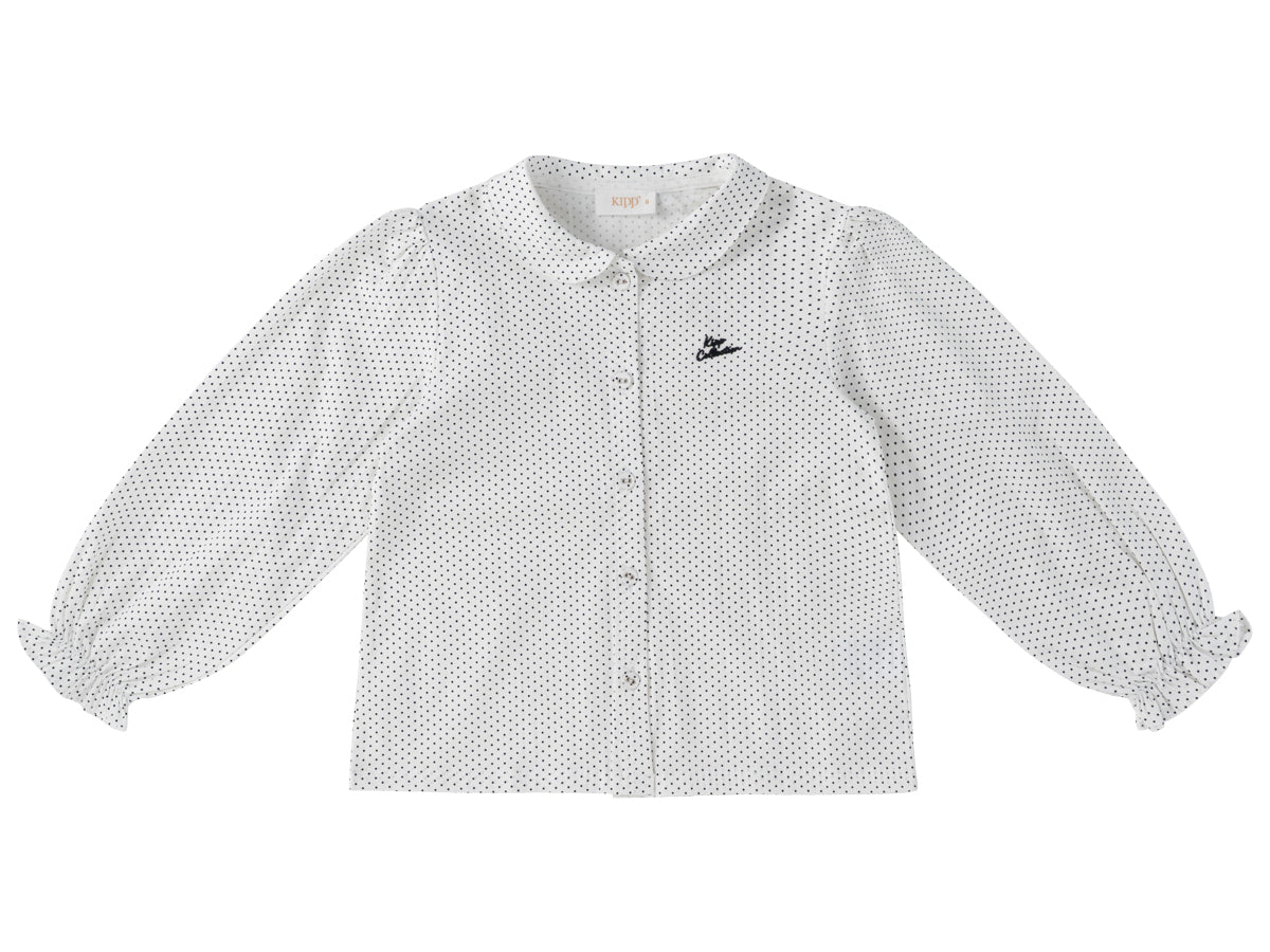 KIPP IVORY/NAVY DOTTED COLLAR BLOUSE