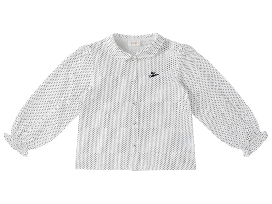 KIPP IVORY/NAVY DOTTED COLLAR BLOUSE
