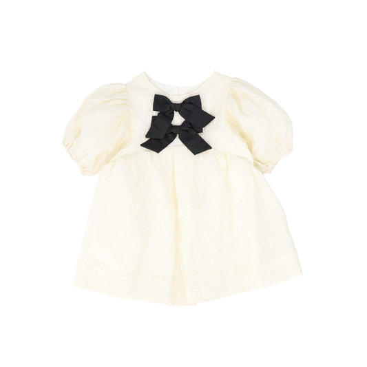 TUTU DU MONDE CREAM PUFF SLEEVE BOW DRESS