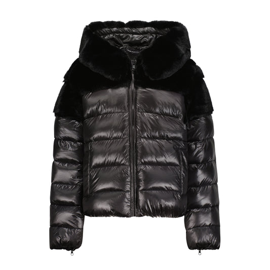 SCOTCH BONNET BLACK FUR PUFFER COMBO COAT