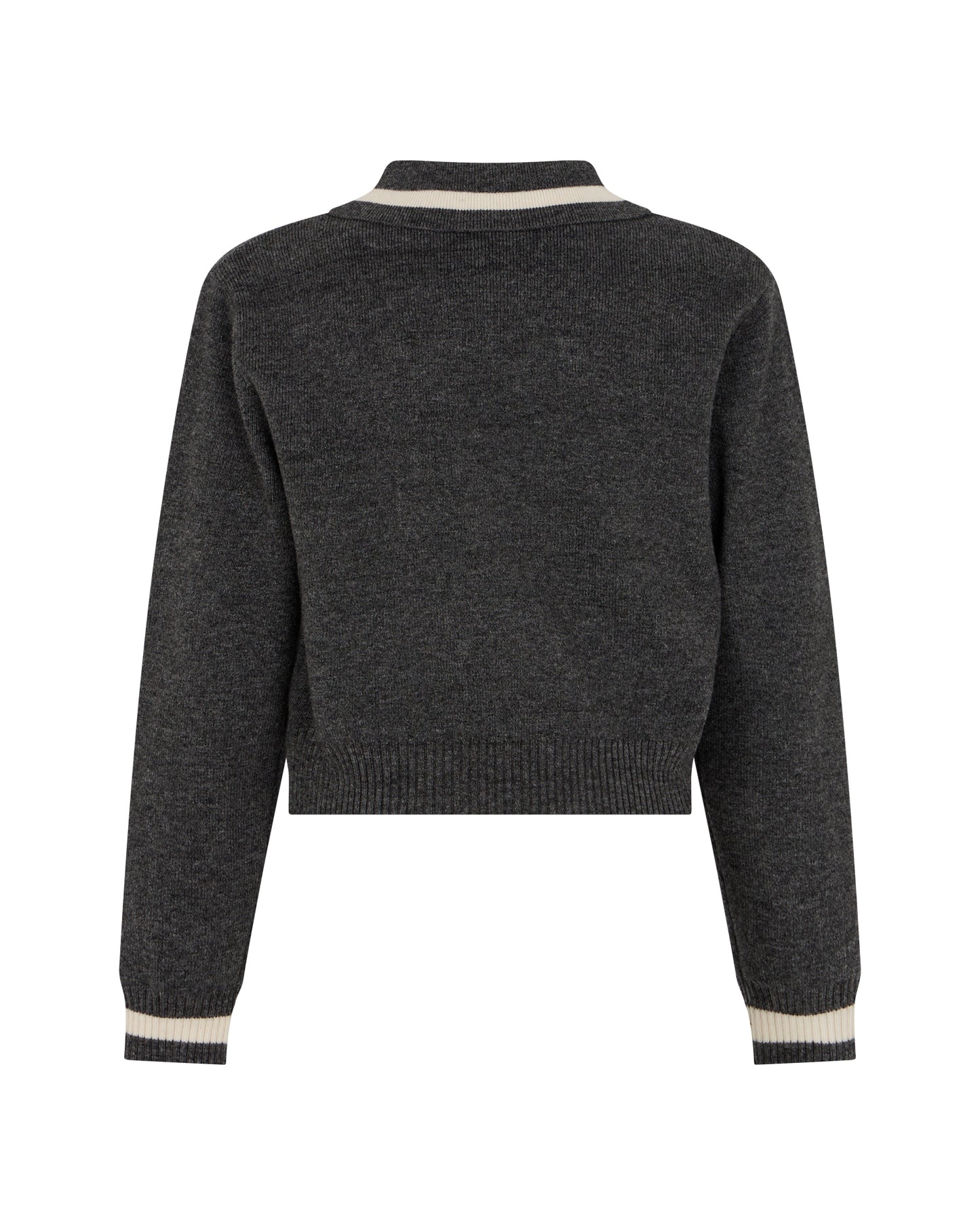 TRUSSARDI CHARCOAL KNIT COLLAR SWEATER