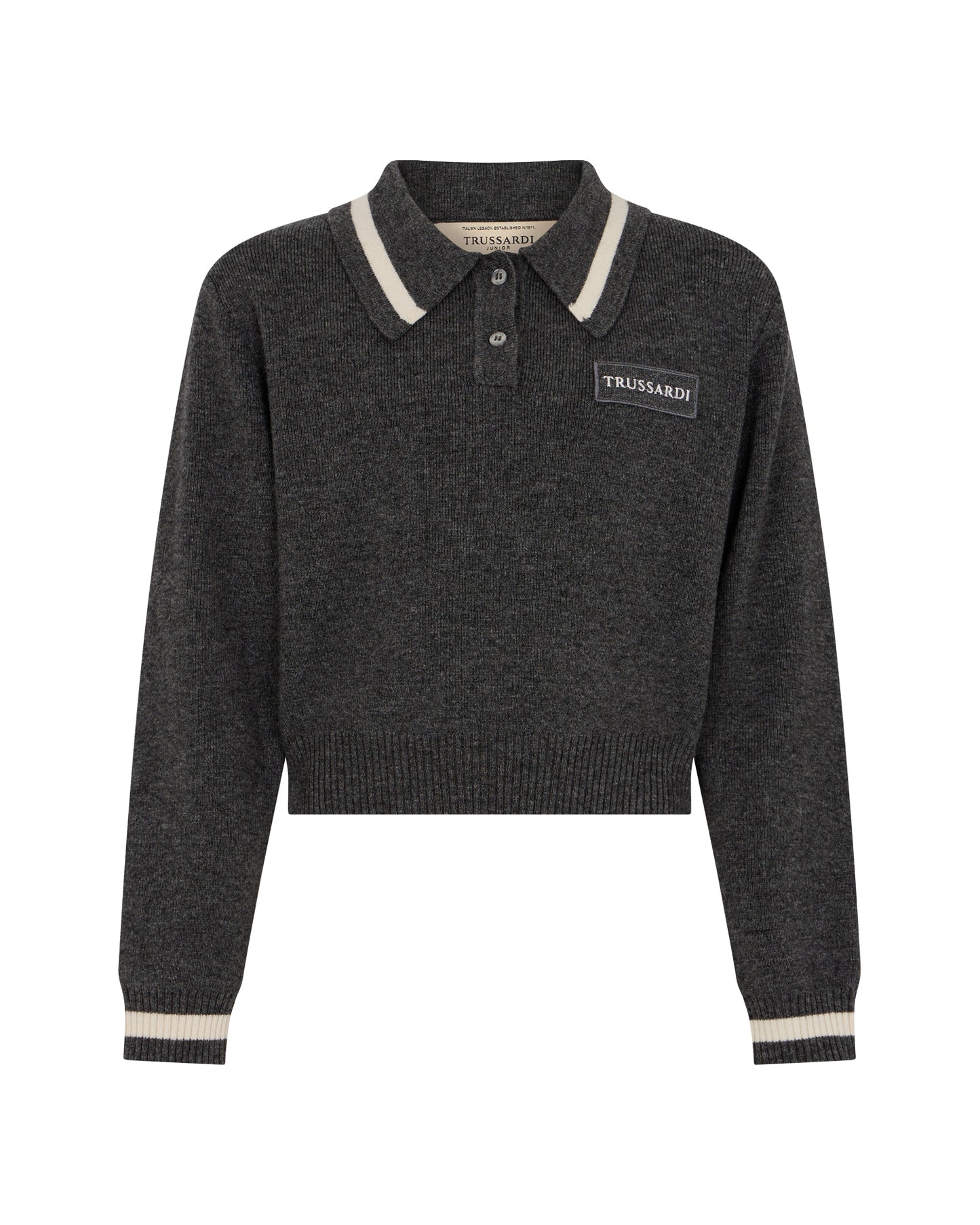TRUSSARDI CHARCOAL KNIT COLLAR SWEATER