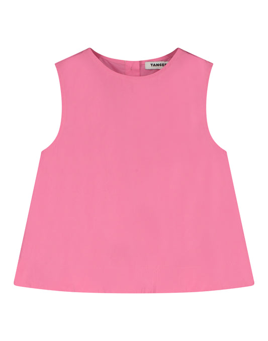 TANGERINE PINK TAFFETA A-LINE BLOUSE