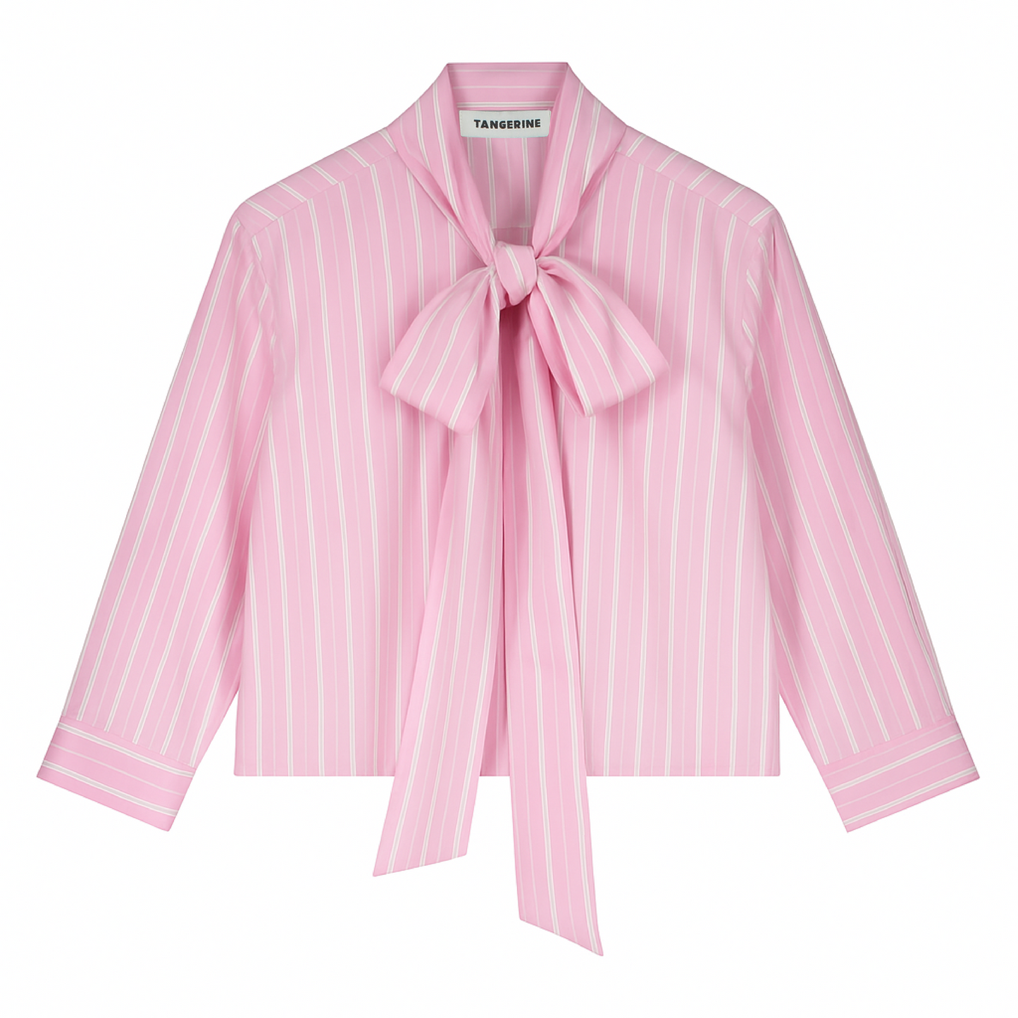 TANGERINE PINK TIE-NECK BLOUSE [FINAL SALE]