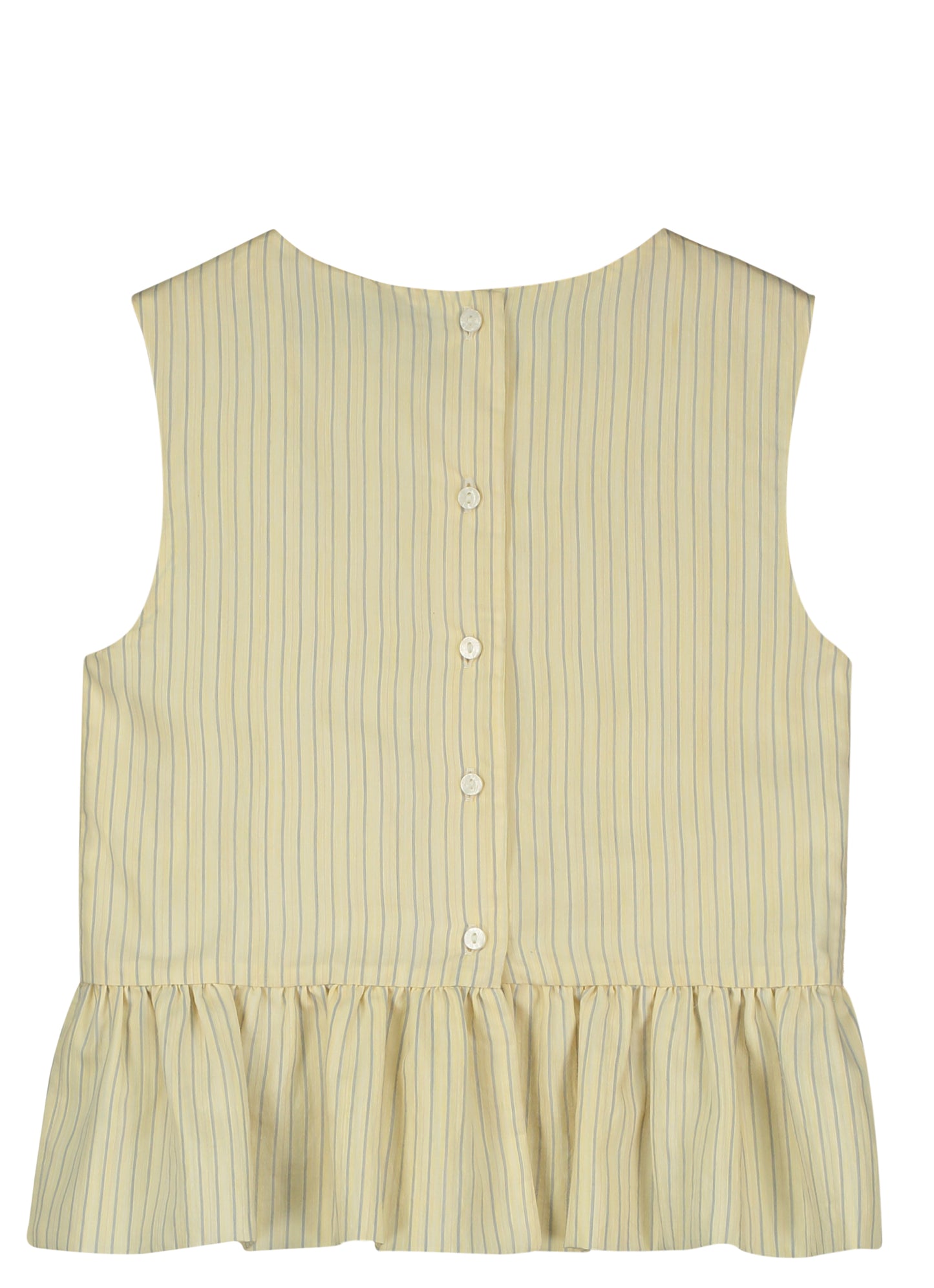 TANGERINE YELLOW/BLUE STRIPED PEPLUM BLOUSE [FINAL SALE]