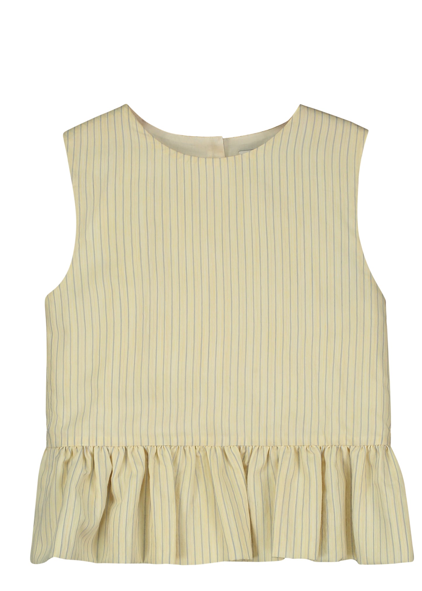 TANGERINE YELLOW/BLUE STRIPED PEPLUM BLOUSE [FINAL SALE]