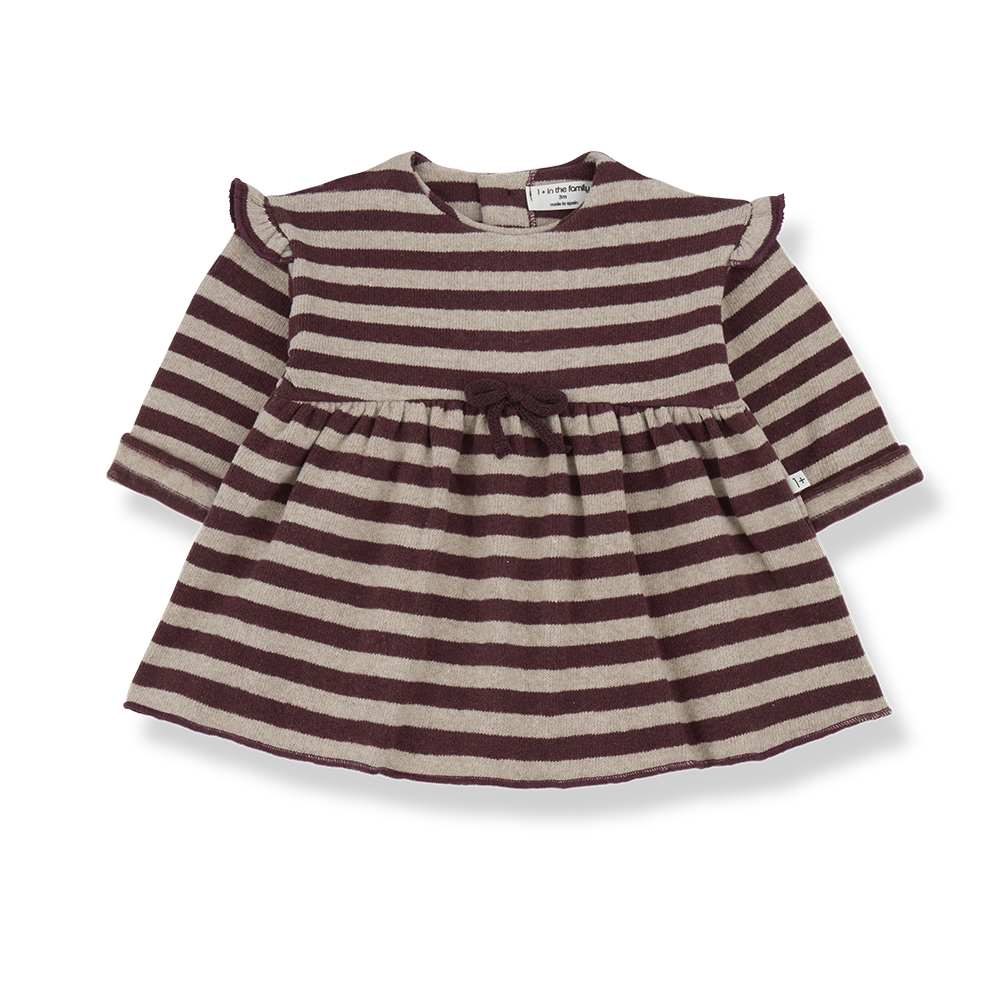 1+ IN THE FAMILY DARK PURPLE STRIPED DRESS