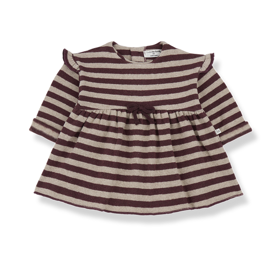 1+ IN THE FAMILY DARK PURPLE STRIPED DRESS