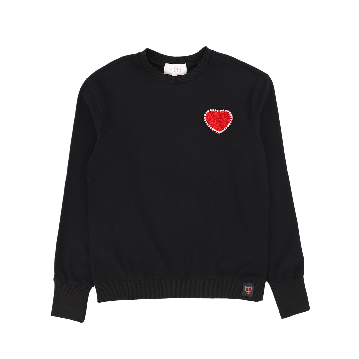 TEEN BOSS BLACK/RED HEART PATCH SWEATSHIRT