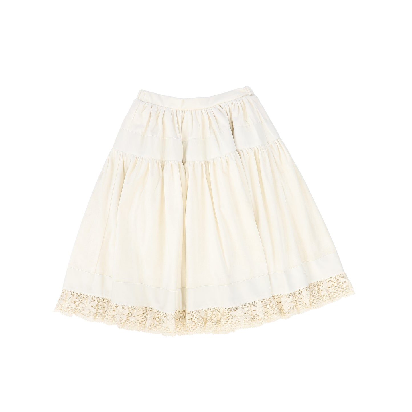 THE MIDDLE DAUGHTER CREAM VELVET LACE TRIM SKIRT [FINAL SALE]