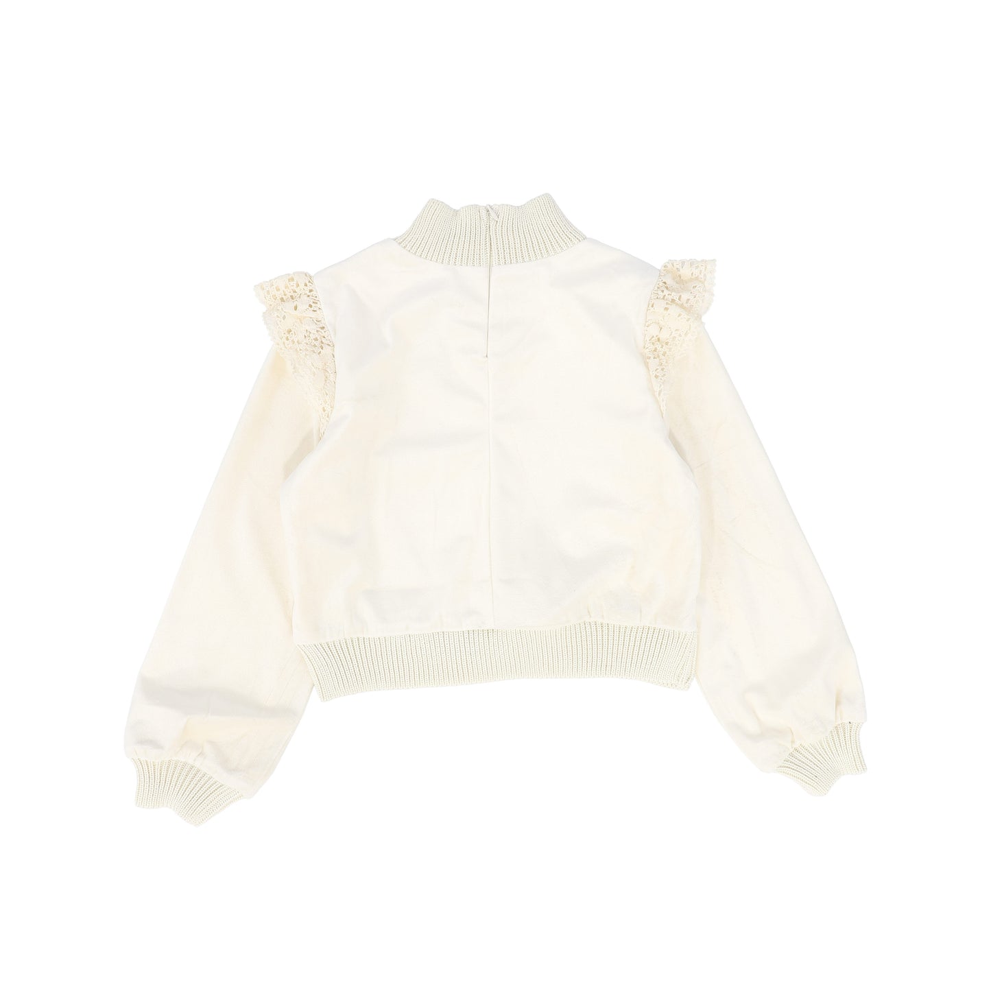 THE MIDDLE DAUGHTER CREAM VELVET LACE TRIM TOP [FINAL SALE]