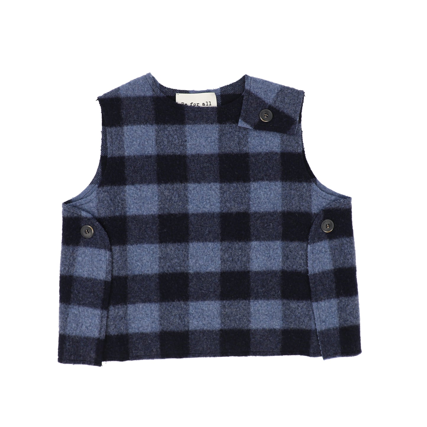 BE FOR ALL NAVY BLUE CHECKED VEST