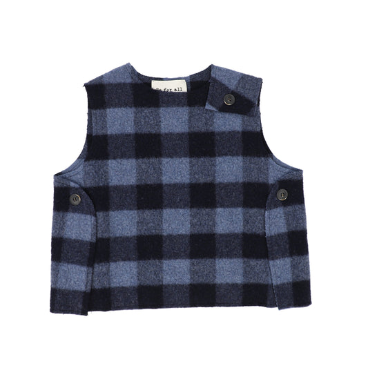 BE FOR ALL NAVY BLUE CHECKED VEST [Final Sale]