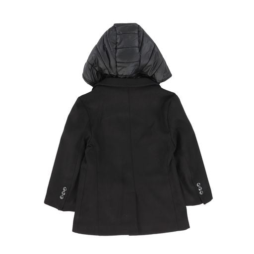 MANUELL & FRANK BLACK WOOL PUFFER HOODED JACKET [Final Sale]