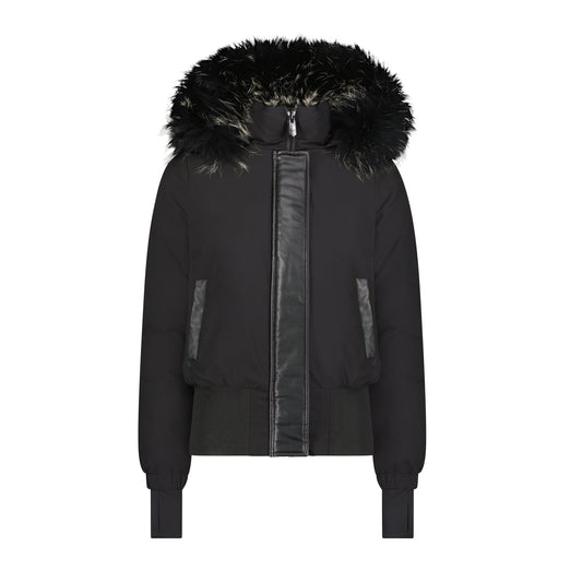 SCOTCH BONNET BLACK LEATHER & FUR TRIM COAT