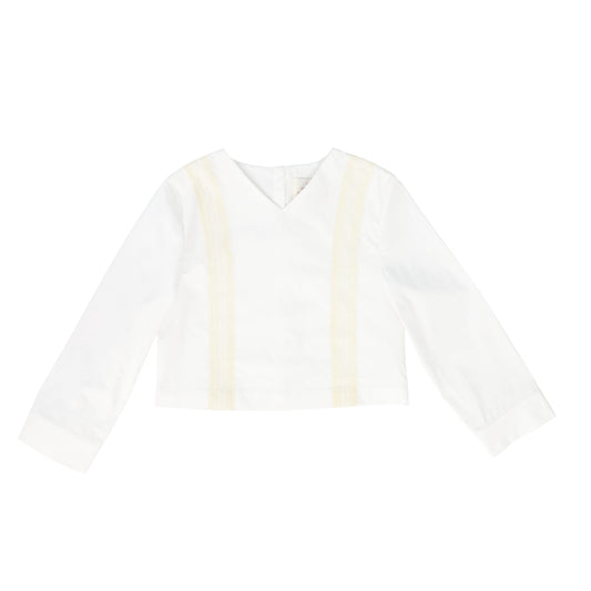 THE MIDDLE DAUGHTER IVORY RIBBON TRIM V NECK TOP