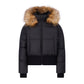 SCOTCH BONNET BLACK/NATURAL FUR TRIM BOMBER COAT