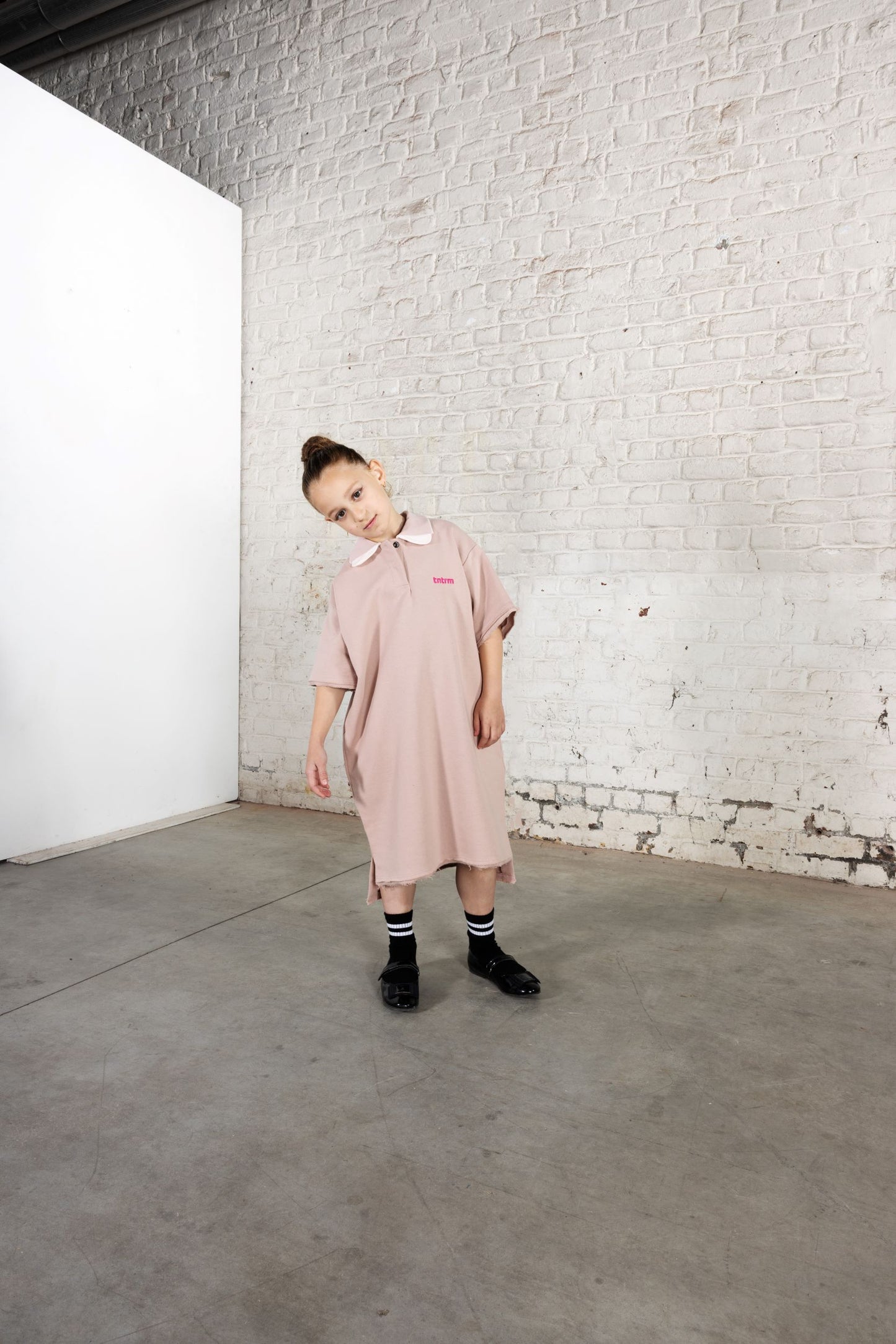 TNTRM PINK CONTRAST MIDI SHIRT DRESS [FINAL SALE]