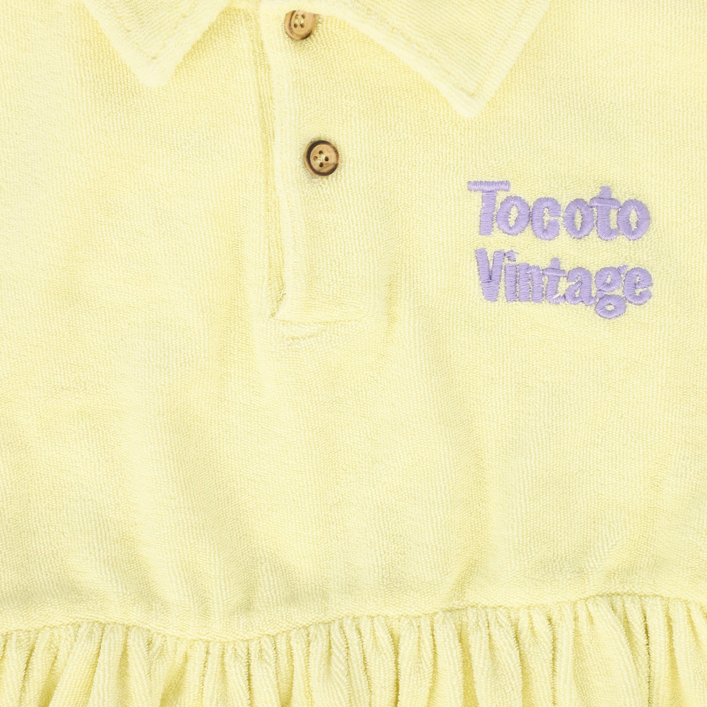 TOCOTO VINTAGE PALE YELLOW TERRY COLLAR DRESS