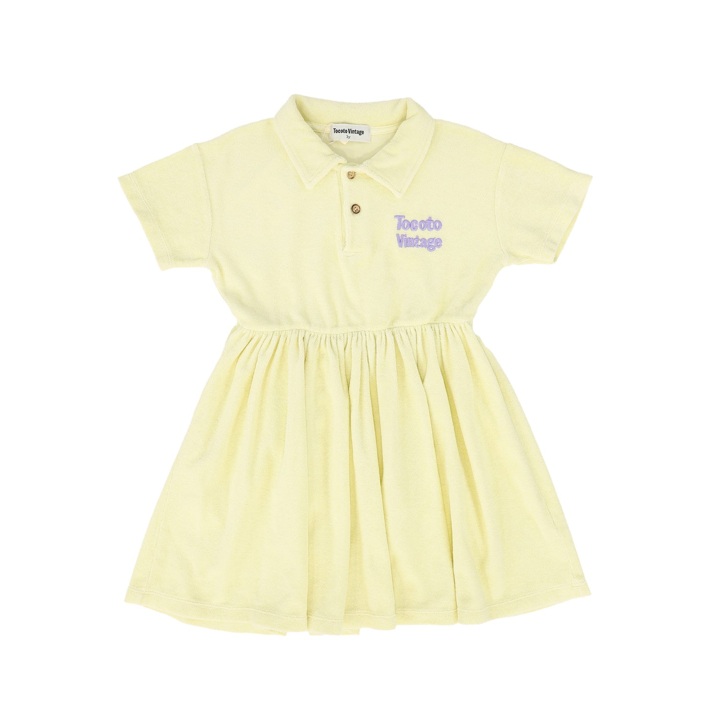 TOCOTO VINTAGE PALE YELLOW TERRY COLLAR DRESS