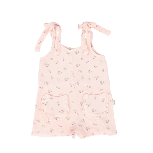 TOCOTO VINTAGE PINK TERRY FLORAL OVERALLS