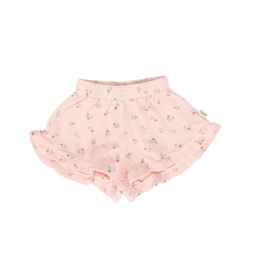 TOCOTO VINTAGE PINK TERRY FLORAL SHORTS