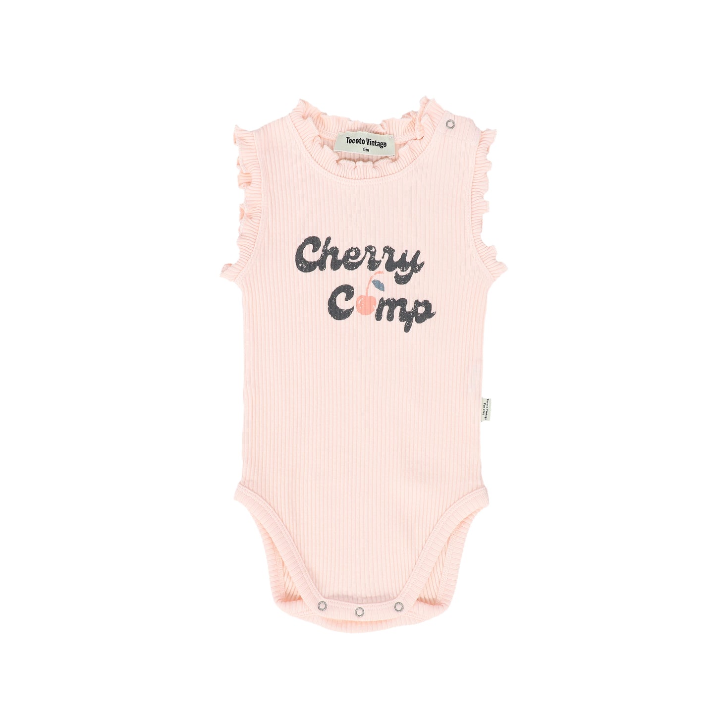 TOCOTO VINTAGE PINK CHERRY RIBBED ONESIE