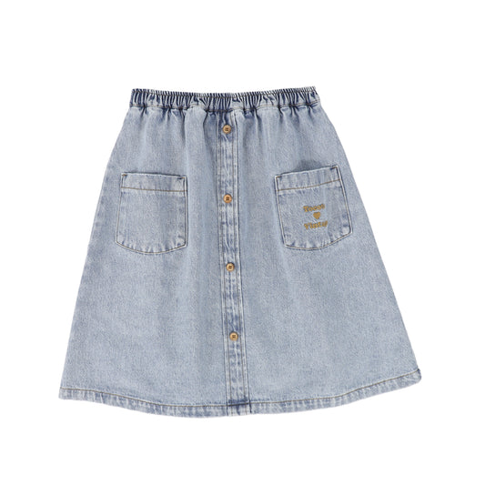 TOCOTO VINTAGE BLUE DENIM WASH POCKET SKIRT