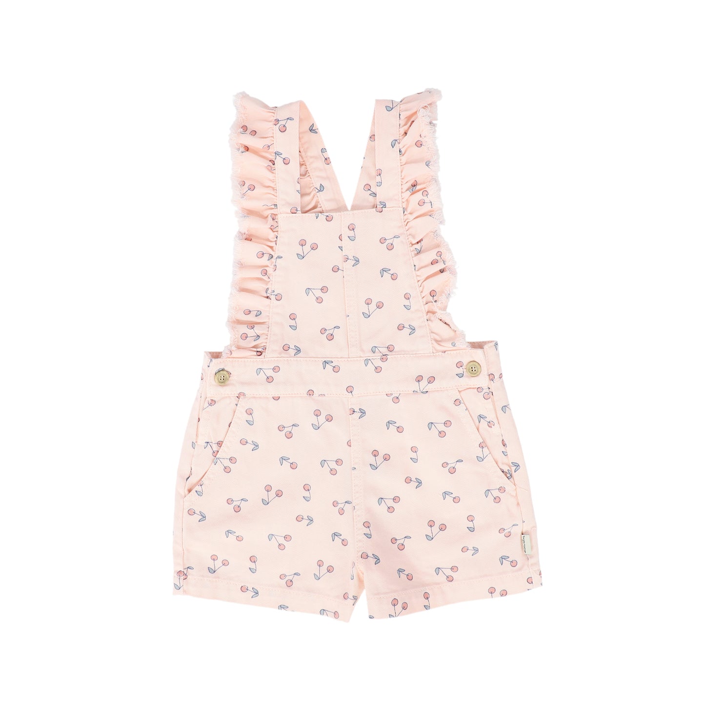 TOCOTO VINTAGE PINK CHERRY PRINT DENIM OVERALLS