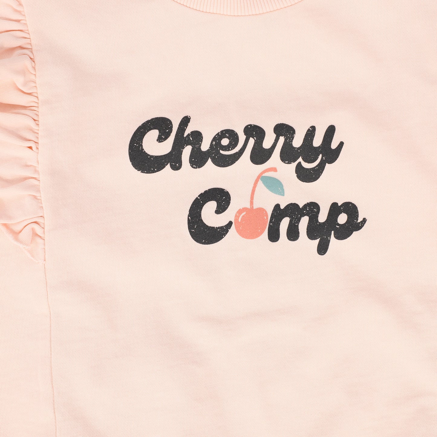 TOCOTO VINTAGE PINK CHERRY RUFFLE SWEATSHIRT