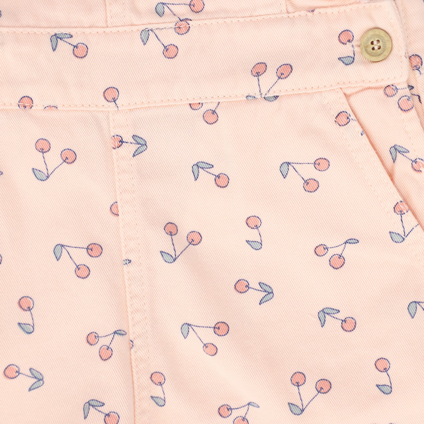 TOCOTO VINTAGE PINK CHERRY PRINT DENIM OVERALLS