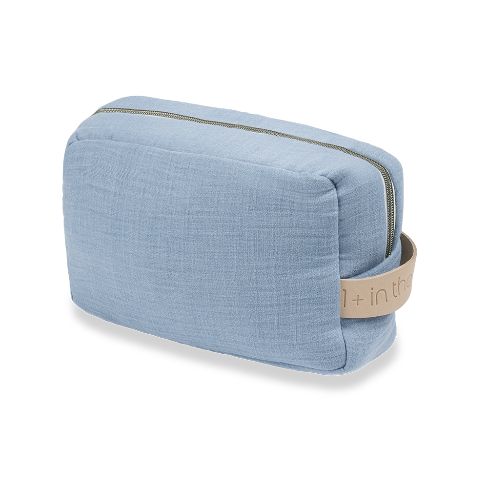 1 + IN THE FAMILY BLUE CRINKLE TOILETRY BAG